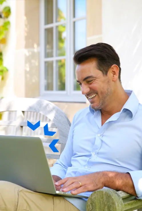 Laptop user in the garden